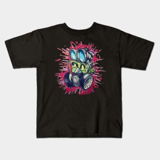 New School Style Zombie Gas Mask Color Effect Art Kids T-Shirt